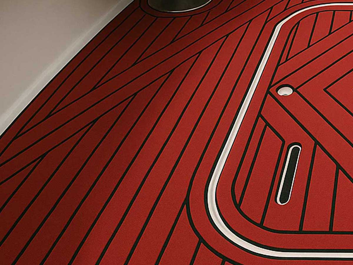 Red and black EVA foam boat decking custom cut to your needs